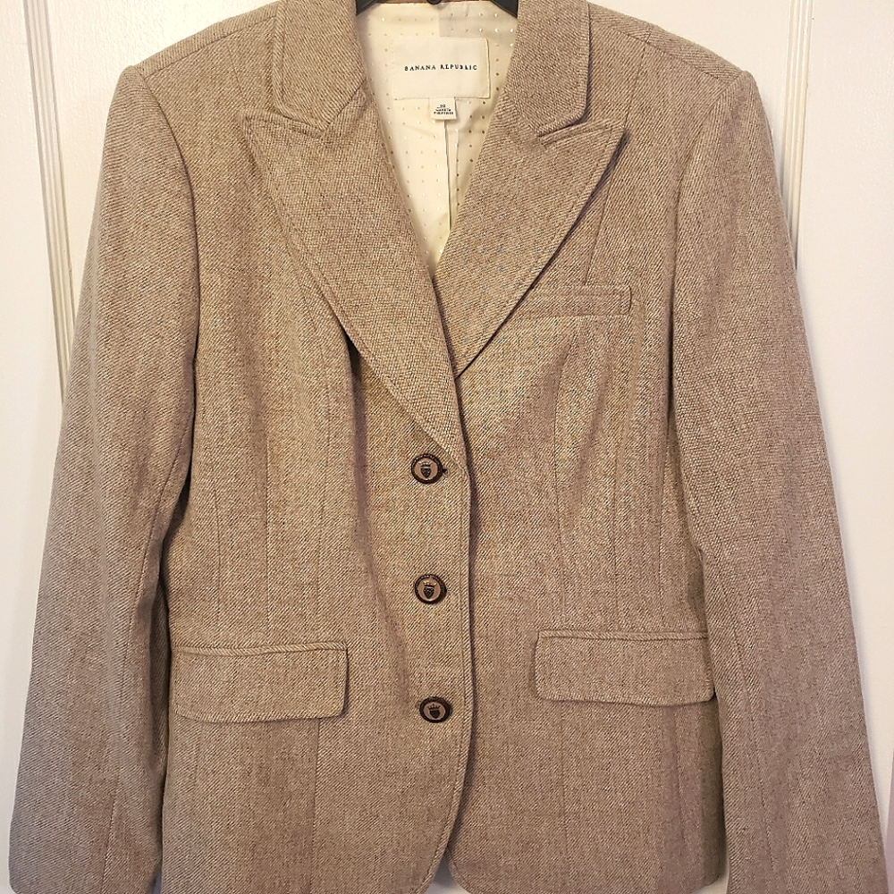 Banana Republic Wool & Cashmere Combination Suit Jacket sz 10